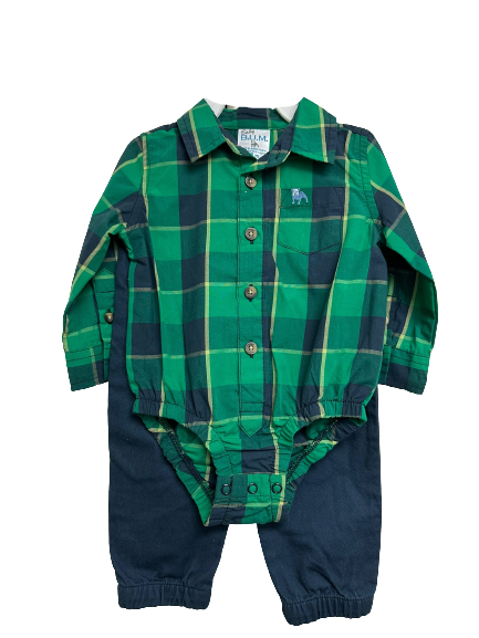 PLAID BODY SUIT SHORTS SET