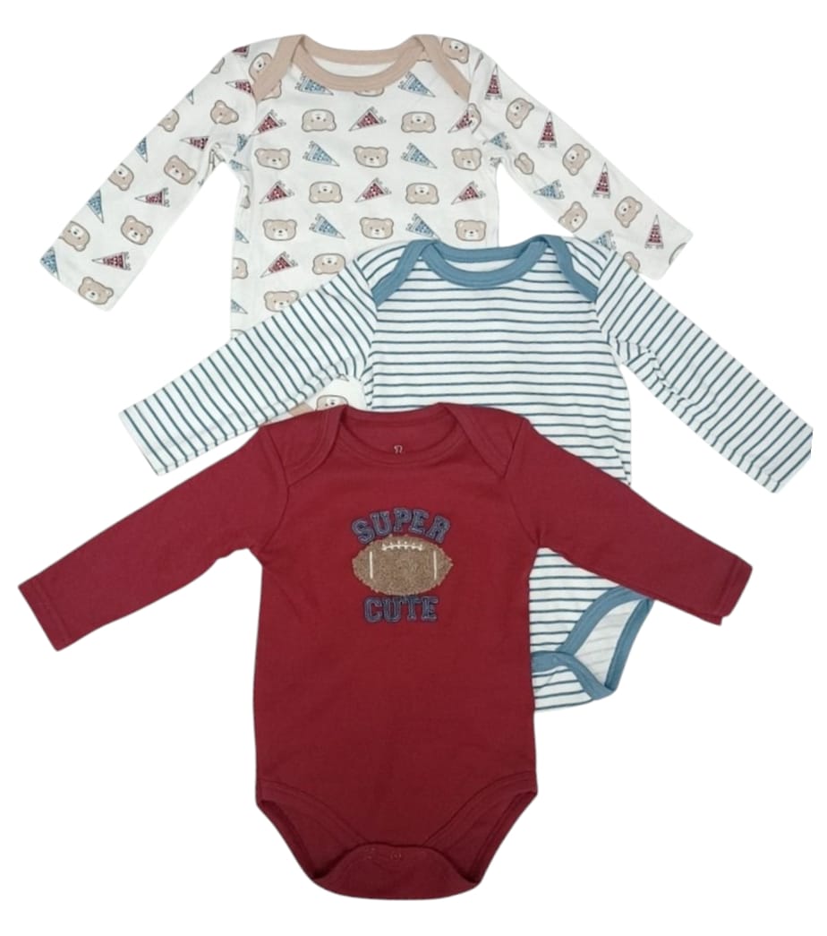 DUCK DUCK 3PK L/S ONESIES