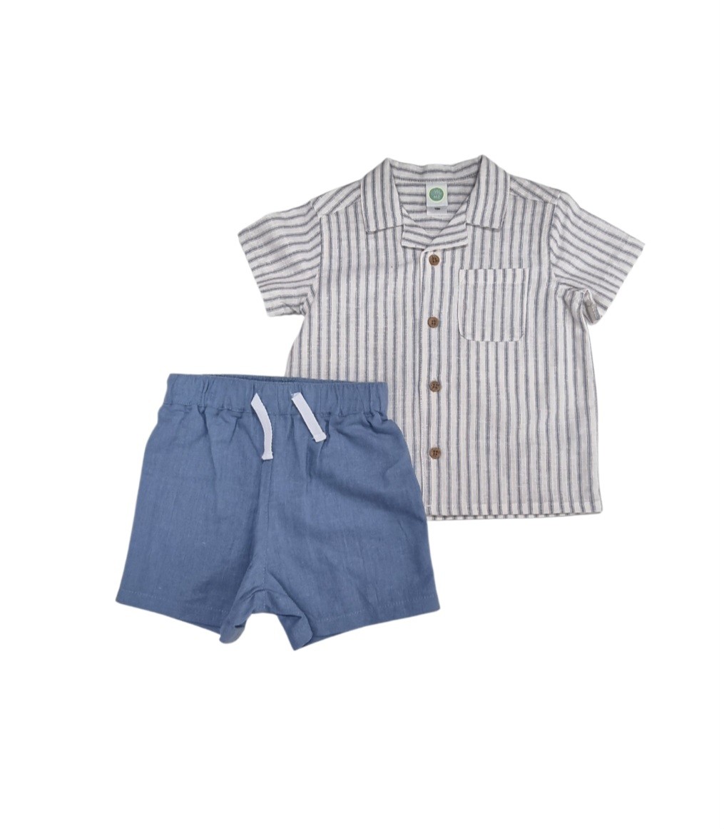 LITTLE ME BOY WOVEN SHORT SET