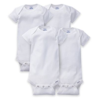 GERBER 4PCK WHITE ONESIES