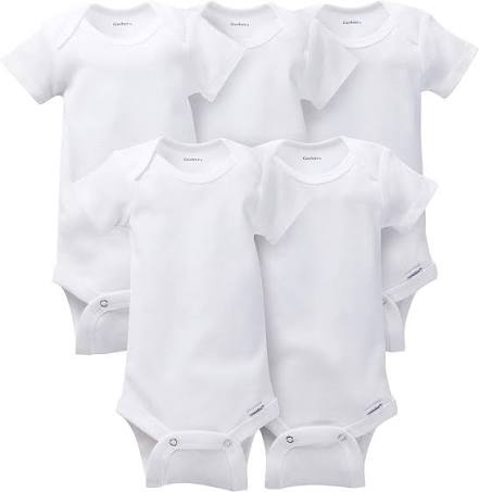 GERBER 5PCK WHITE ONESIES